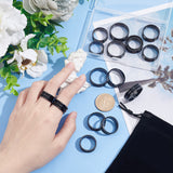 16Pcs 8 Size 201 Stainless Steel Grooved Finger Ring Settings, Ring Core Blank, for Inlay Ring Jewelry Making, Electrophoresis Black, US Size 5 1/2(16.1mm)~US Size 14(23mm), 2Pcs/size