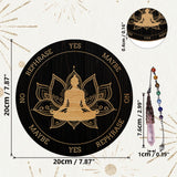 1Pc Natural Rose Quartz Dowsing Pendulum Pendant, with 1Pc Wood Custom Pendulum Board, for Witchcraft Wiccan Altar Supplies, Lotus Pattern, Pendant: 29~29.7cm, Board: 20x0.4cm