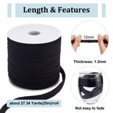 1 Roll Flat Polycotton Hollow Cord, Shoeslace Making, Clothes Accessories, with 1Pc Plastic Spool, Black, 12mm, about 27.34 Yards(25m)/Roll