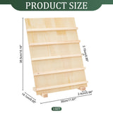 5-Tier Rectangle Wood Slanted Earring Display Card Stands, Jewelry Organizer Holder for Earring Display Cards, Blanched Almond, 30x14.1x40cm