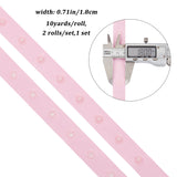 2 Rolls Polyester Ribbons, with Plastic Buttons, Pink, 3/4 inch(18mm), 10 yards/roll