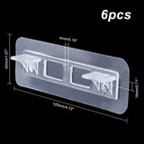 6Pcs Plastic Layer Support, Rectangle, for Closet, Clear, 120x40x18mm, Hole: 4mm