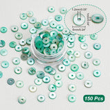 150Pcs Natural Freshwater Shell Beads, Dyed, Disc, Light Sea Green, 6x1mm, Hole: 1.2mm