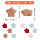 10Pcs 5 Color Star Wool Felt Craft Decoration, for DIY Hairpin Brooch Accessories Supplies, Mixed Color, 26x26x9mm, 2pcs/color, 5 Color, 10pcs