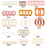 DIY Dangle Earring Making Kits, 6Pcs Flat Round & Rectangle Acrylic Pendants, 72Pcs Oval Acrylic & Plastic & Stainless Steel Linking Rings, Brass Earring Hooks & Jump Rings, Mixed Color, 98pcs/bag