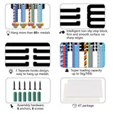 Sports Theme Iron Medal Hanger Holder Display Wall Rack, 3-Line, with Screws, Dance, Sports, 130x290mm, Hole: 5mm