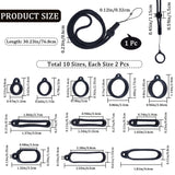1Pc Adjustable Polyester Neck Lanyard, with 22Pcs 11 Style Silicone Ring Pendant, for Pen, Phone, Badge Holder, Black