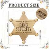 4Pcs Ring Security Word Badge, Star Alloy Brooch Pin for Backpack Clothes, Antique Bronze, 70x61x7.5mm