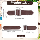 12 Sets PU Leather Buckles, Tab Closures, Cloak Clasp Fasteners, with Zinc Alloy Findings, Coconut Brown, 73~107x14.5x8mm