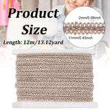 Polyester Braided Ribbons, Garment Accessories, Oval Pattern, Tan, 3/8 inch(11mm), about 13.12 Yards(12m)/Roll