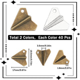 80Pcs 2 Colors Tibetan Style Alloy Pendants, Paper Plane Charms, Mixed Color, 17x18.5x3.5mm, Hole: 1.8mm, 40pcs/color