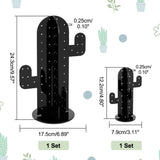 2 Sets 2 Styles Cactus Acrylic Earring Display Stands, Jewelry Organizer Holder for Earring Storage, Black, 7.9~17.5x8.6~16.3x12.55~24.65cm, Hole: 2.5mm, 1 set/style