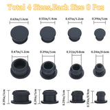 32Pcs 4 Style Silicone Bottle Seal Plug, Reusable Replacement Bottle Stopper, Black, 10~16x9~10mm, pin: 6~12mm, 8pcs/style