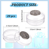 Round Transparent Plastics Display Boxes, with Antique Silver Tone Virgin Marry Alloy Slice Ornament, for Gemstone, Jewelry Storage, Clear, 3.5x2.05cm, Inner Diameter: 3.15cm