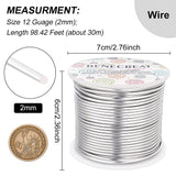 Round Aluminum Wire, Gainsboro, 12 Gauge, 2mm, about 98.42 Feet(30m)/roll