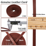 2M Flat Leather Cord, for Jewelry Making, Coconut Brown, 6x2mm, about 2.19 Yards(2m)/pc