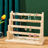 Assemble 4 Tier Wood Jewelry Earring Display Stands, 48 Holes Wood Earring Holder, Blanched Almond