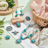 12Pcs 6 Styles Synthetic Turquoise Pendants, with Antique Silver Tone Alloy Findings, Eagle & Square & Oval & Flat Round & Heart, 27~35x22~34x6~8mm, Hole: 1.8~2.2mm, 2pcs/style