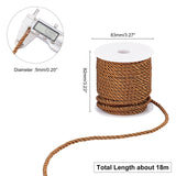 3-Ply Polyester Cord, with Spool, Twisted Rope, for DIY Cord Jewelry Findings, Saddle Brown, 5mm, Spool: 82x83mm, about 18m/roll