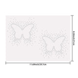 Glass Hotfix Rhinestone, Iron on Appliques, Costume Accessories, for Clothes, Bags, Pants, Butterfly, 297x210mm