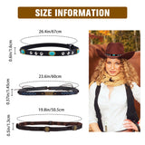 3Pcs 3 Style Imitation Leather Southwestern Cowboy Hat Belt, with Alloy Clasp Buckle, Overlay Hat Band for Hat Accessories, Mixed Color, 1pc/style