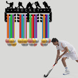 Sports Theme Iron Medal Hanger Holder Display Wall Rack, 3-Line, with Screws, Hockey, Sports, 130x290mm, Hole: 5mm