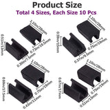 40Pcs 4 Style Plastic Non-slip U Shaped Chair Foot Protectors, Floor Glides Tubing Caps Covers, Black, 28x18.5~19x13~17.5mm, Inner Diameter: 7.5~13mm, 10pcs/style