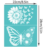 Self-Adhesive Silk Screen Printing Stencil, for Painting on Wood, DIY Decoration T-Shirt Fabric, Turquoise, Butterfly, 280x220mm