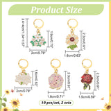 Alloy Enamel Flower Pendant Locking Stitch Markers, 304 Stainless Steel Clasp Stitch Marker, Sunflower/Lily/Rose, Mixed Color, 3.4~4cm, 5 style, 2pcs/style, 10pcs/set