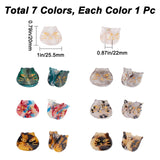 7Pcs 7 Colors Cartoon Mini Cat Cellulose Acetate(Resin) Claw Hair Clips, Small Tortoise Shell Hair Clip for Girls Women, Mixed Color, 20x25.5x18.5mm, 1pc/color