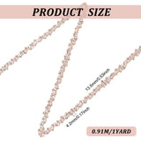 1 Yard Crystal Hotfix Rhinestone Bridal Belt Trim Chain, Polyester Rhinestone Appliques, Rose Gold, 13~14x4.2mm