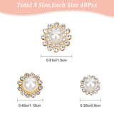 120Pcs 3 Style Flower Sew on Rhinestone, Plastic Rhinestones, with Imitation Pearl & Golden Iron Settings, Crystal, 9~13x7.5~8.5mm, 40pcs/style