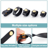 &reg 5Pcs 5 Style Cowhide Leather Cable Straps, Cord Organizer, for Fixing Leather Bag Handle, with Golden Alloy Snap Button, Black, 6.2~10x1.25x0.5cm, 1pc/style