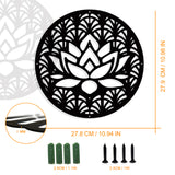 Iron Wall Art Decorations, for Front Porch, Living Room, Kitchen, Matte Style, Lotus Pattern, 278x279x1mm