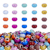 Imitation Turquoise Style Acrylic European Beads, Large Hole Beads, with Silver Color Plated Brass Double Cores, Rondelle, Mixed Color, 14x9.5mm, Hole: 5mm, 10 Colors, 10pcs/color, 100pcs/box