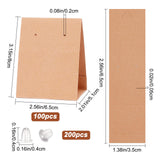 100Pcs 3D Triangle Kraft Paper Earring Display Cards, with 200Pcs Silicone Ear Nuts, Peru, Finish Product: 8x6.5cm, Hole: 2mm