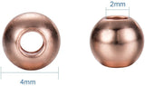 Rack Plating and Vacuum Plating Brass Round Spacer Beads, Cadmium Free & Lead Free, Rose Gold, 4mm, Hole: 1.5mm