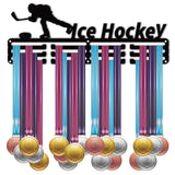 Iron Medal Holder, Medals Display Hanger Rack, Medal Holder Frame, Rectangle with Word Ice Hockey, Word, 15x40cm
