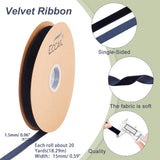 Single Face Velvet Ribbons, Garment Accessories, Prussian Blue, 5/8 inch(15mm), 20 yards/roll