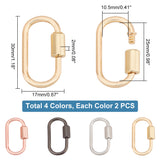 8Pcs 4 Colors Alloy Screw Carabiner Lock Charms, Oval Keychain Clasps for Necklaces Making, Mixed Color, 30x17x2mm, Inner Diameter: 25x10.5mm, 2pcs/color