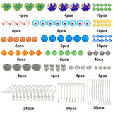 DIY Millefiori Glass Beads Earring Making Kit, Including Glass & Alloy Beads, Brass Pins & Earring Hooks, Mixed Color, Beads: 94pcs/box