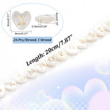 1 Strand Natural White Shell Beads Strands, with Enamel, Heart with Letter A~Z, 8x8x4mm, Hole: 0.9mm, about 26pcs/strand, 7.87 inch(20cm)