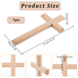 Wooden Cross Hanging Wall Decorations, Religion Theme, Beige, 310x150x20mm, Hole: 18x9.5mm