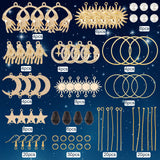 DIY Sun Moon Star Earring Making Kit, Including Brass Link Connectors and Brass & Alloy Pendants & Link Connectors, Glass Pearl Beads, Brass Earring Hooks, Golden, 150Pcs/box