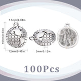 100Pcs Tibetan Style Zinc Alloy Earth Charms, Antique Silver, 12x16x3mm, Hole: 1.5mm