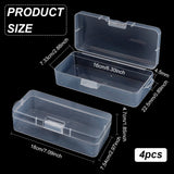 Transparent Plastic Storage Boxes, Bead Containers with Hinged Lid, Rectangle, Clear, 18x7.54x4.7cm