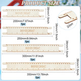 Wood Braided Cord Measure Rulers, Measure Tool, Rectangle, Beige, 20~35x3.8x0.2cm, 4pcs/set