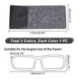 3Pcs 3 Colors PU Imitation Leather & Felt Slip-in Glasses Cases, for Eyeglass, Sun Glasses Protector, Multifunctional Storage Bag, Rectangle, Mixed Color, 170x80mm, 1pc/color