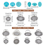 DIY Finger Ring Making Kit, Including Vintage Adjustable Iron & Alloy Finger Ring Settings, Synthetic Turquoise Cabochons, Antique Silver, Settings: 8pcs/bag