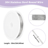 304 Stainless Steel Wire, Round, for Jewelry Making, Stainless Steel Color, 32 Gauge, 0.2mm, about 164.04 Feet(50m)/Roll